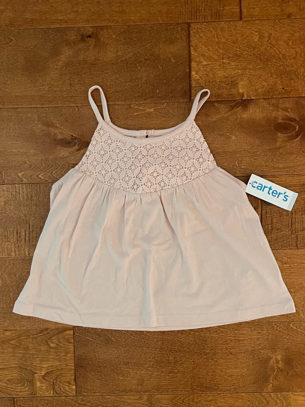 NEW WITH TAGS!! Girls Carters Light Pink Lace Yoke Tank Top - 7